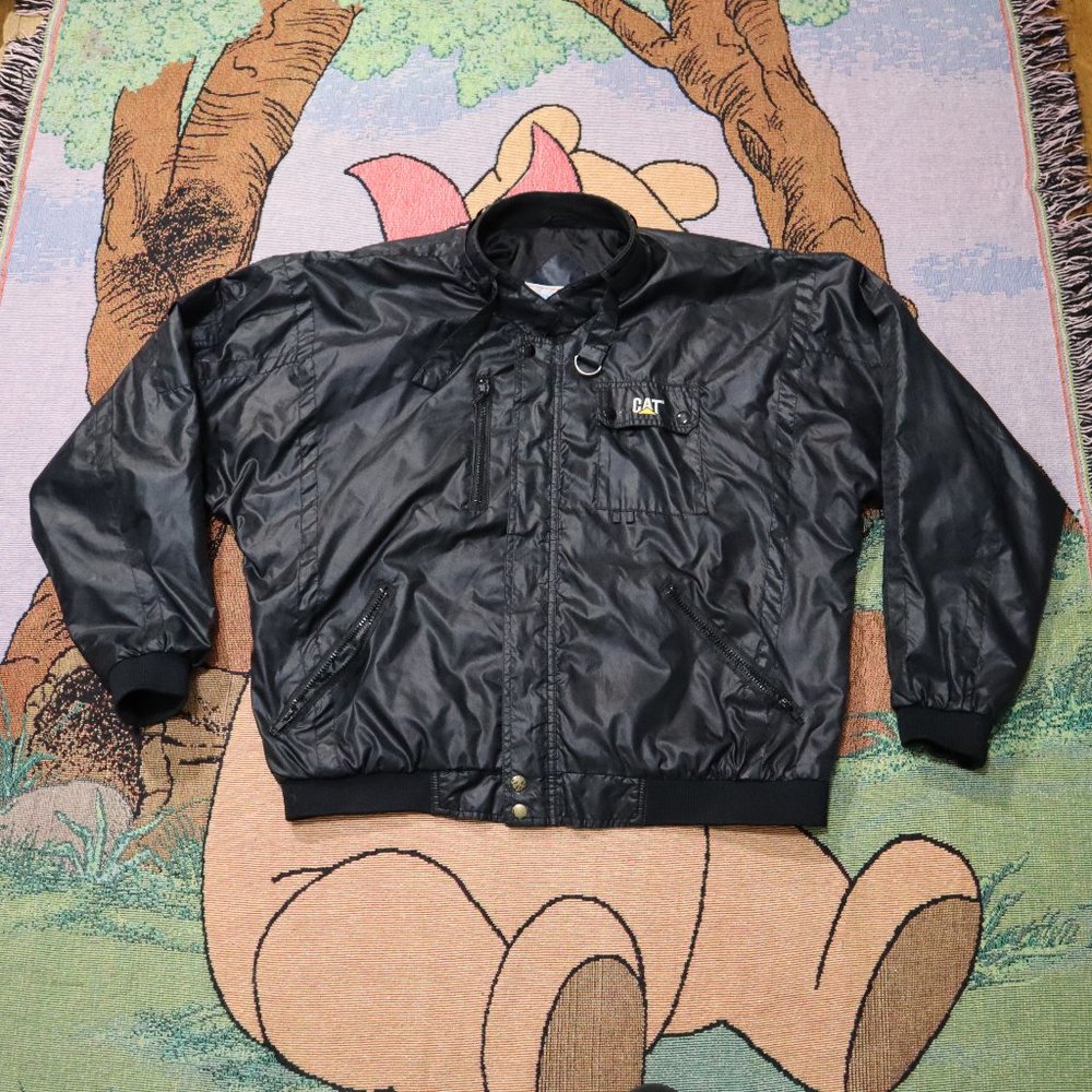 Vintage Caterpillar CAT Nylon Racer Biker Jacket Full Zip Mens Size XL